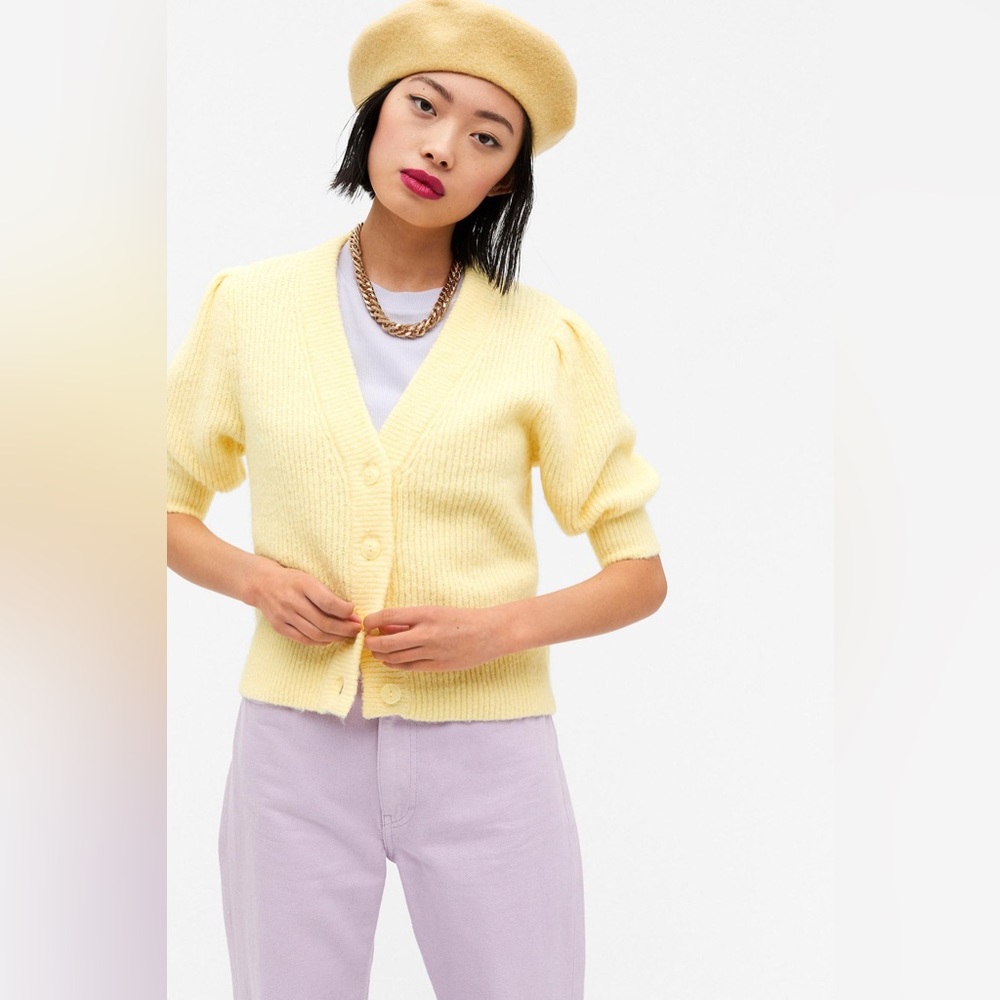 MONKI puff short sleeve cardigan